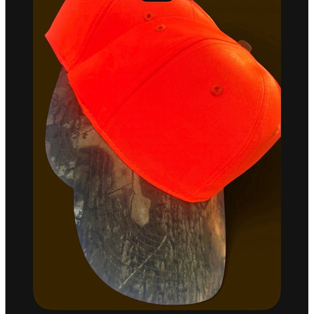 Mossy Oak Blaze Orange Camo Brim Hunting Hat Cap Adjustable NWT Lot of 2